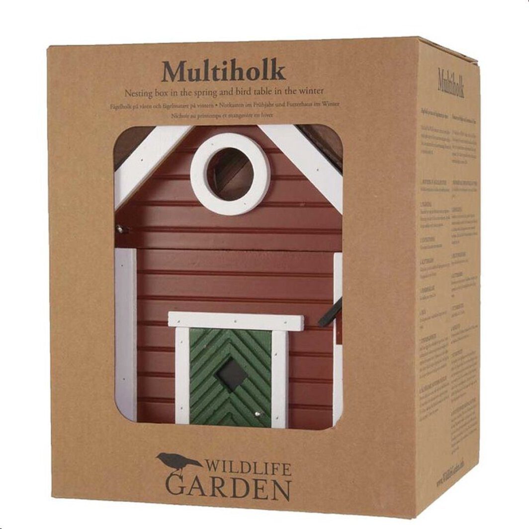 Wildlife Garden Vogelhuisje & Voederhuis - Rood - 20 x 21 x 28 cm