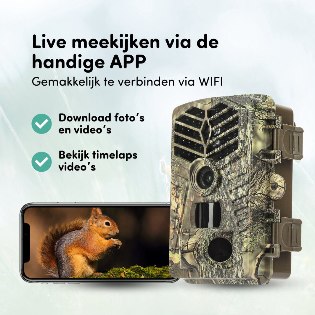 Habitly® Professionele Wildcamera met Nachtzicht - Voor Buiten - 4K & 48MP - Incl. 128GB SD-Kaart