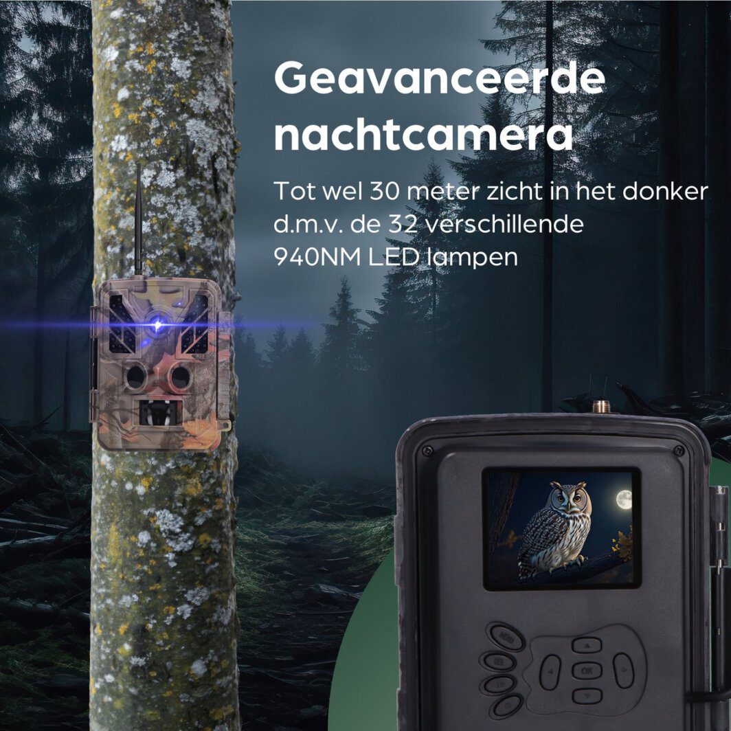 MasonPro WildCamera - Wildcamera met Nachtzicht - Wildcamera voor Buiten – Wildcamera met Nachtzicht en Wifi - Wild Camera - Nachtcamera - Waterdicht - Wifi APP - 4K Ultra HD & 48MP – Incl. 12 batterijen - Incl. 128GB SD kaart - Incl. Tripod